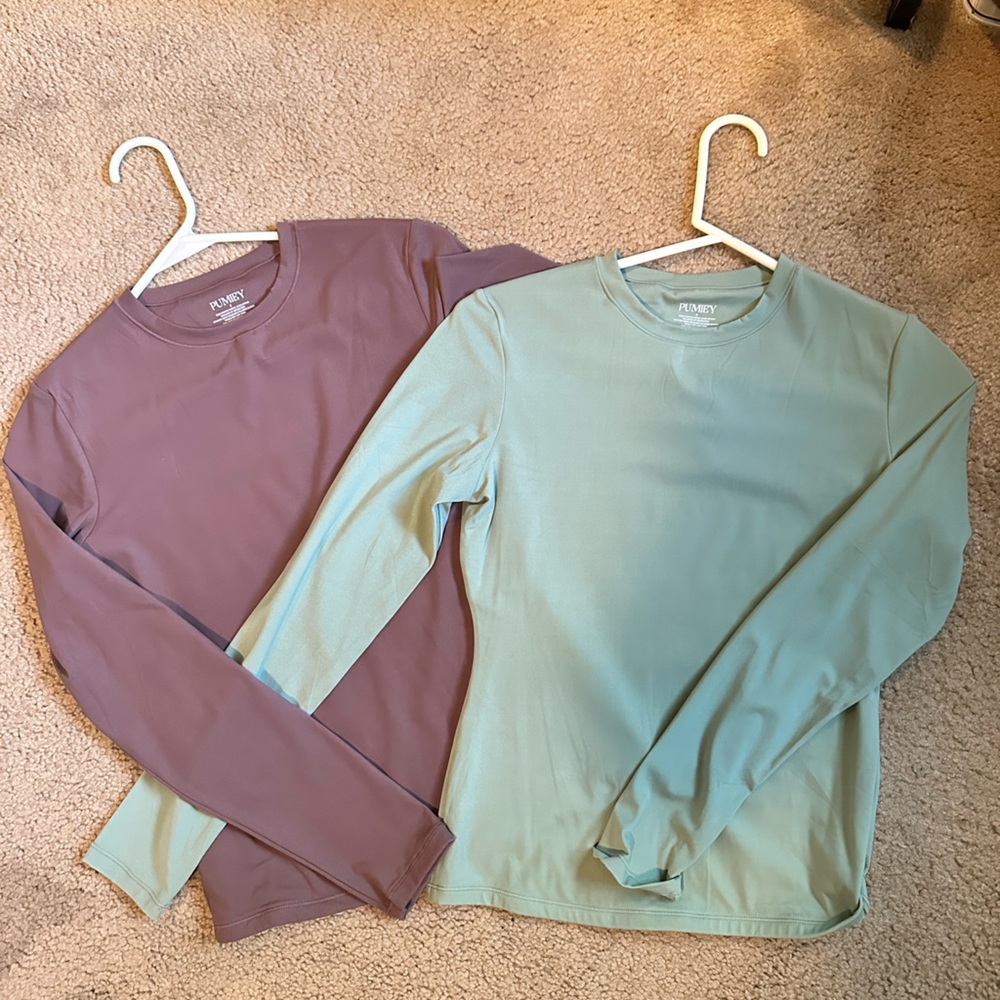 Pumiey Sage Green & Brown Long Sleeve